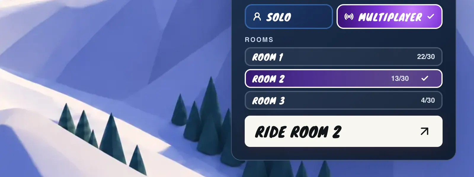 Cork7 multiplayer park map with numbered rooms and a room selection button.